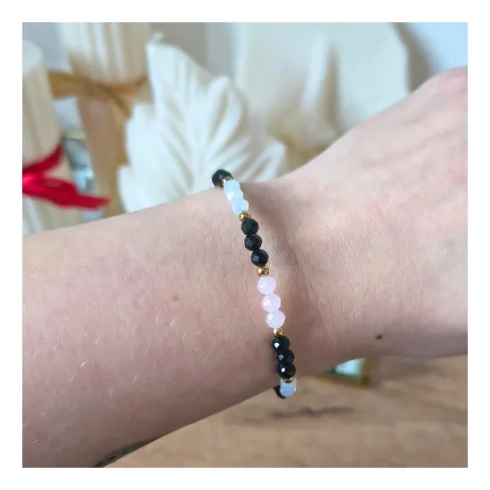 Bransoletka Turmalin Opal Kwarc Różowy talizman amulet ochrona kreatywność miłość